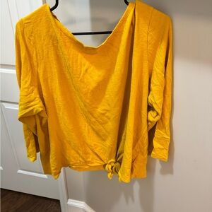 Old Navy Yellow Tie Front Crop Blouse